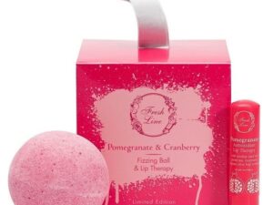 Fresh Line Promo Xmas '23 Pomegranate & Cranberry Candy Box Χειροποίητη Αναβράζουσα Μπάλα 120g & Αντιοξειδωτικό Balm για Χείλη 5.4g, 1σετ
