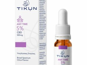 Tikun Any Time 5% cbd 500mg Υπογλώσσιες Σταγόνες Κάνναβης Κατά του Άγχους για Ισορροπία, Ευεξία, Χαλάρωση 10ml